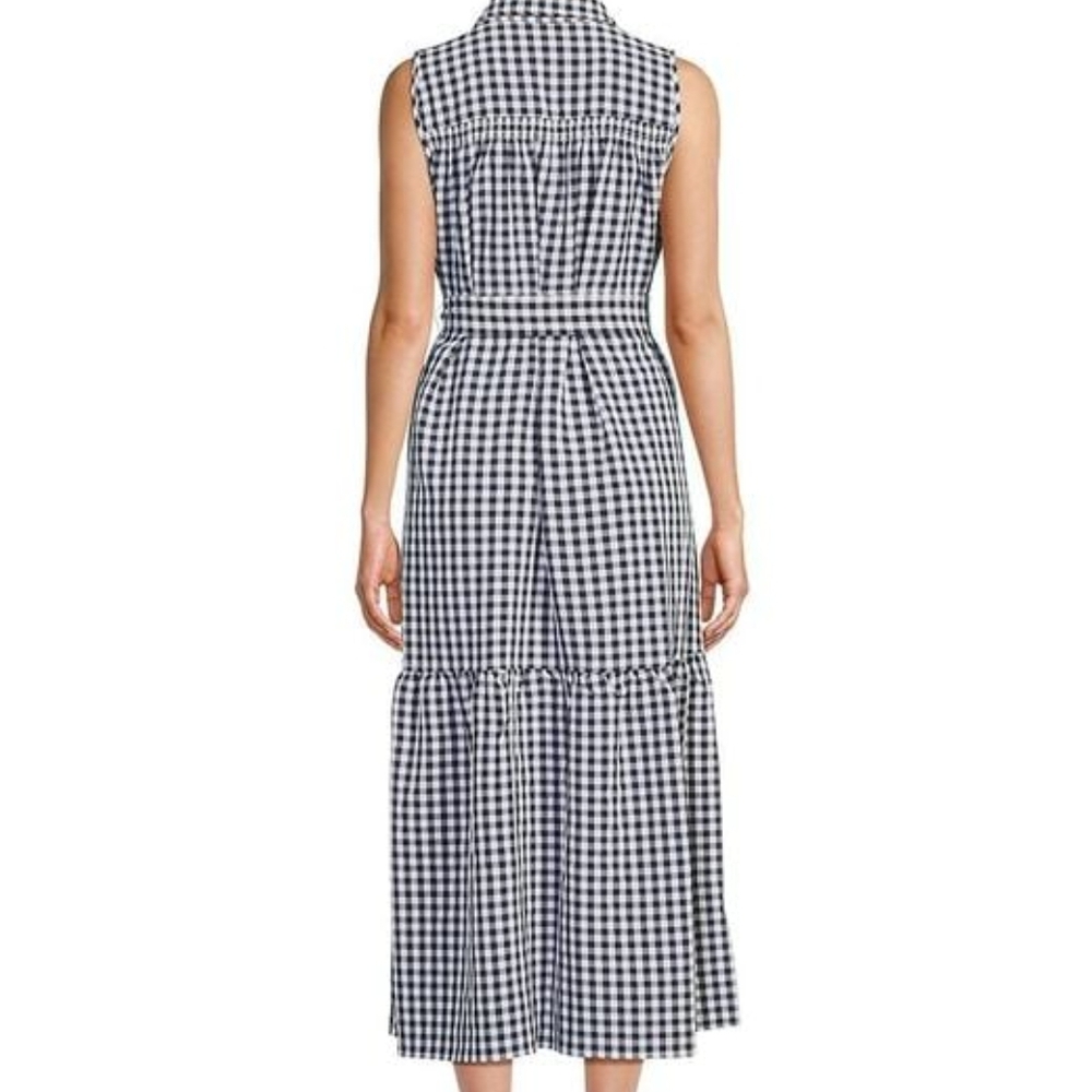 043 Tommy Hilfiger Gingham Black and White Midi Dress - Picture 2 of 4